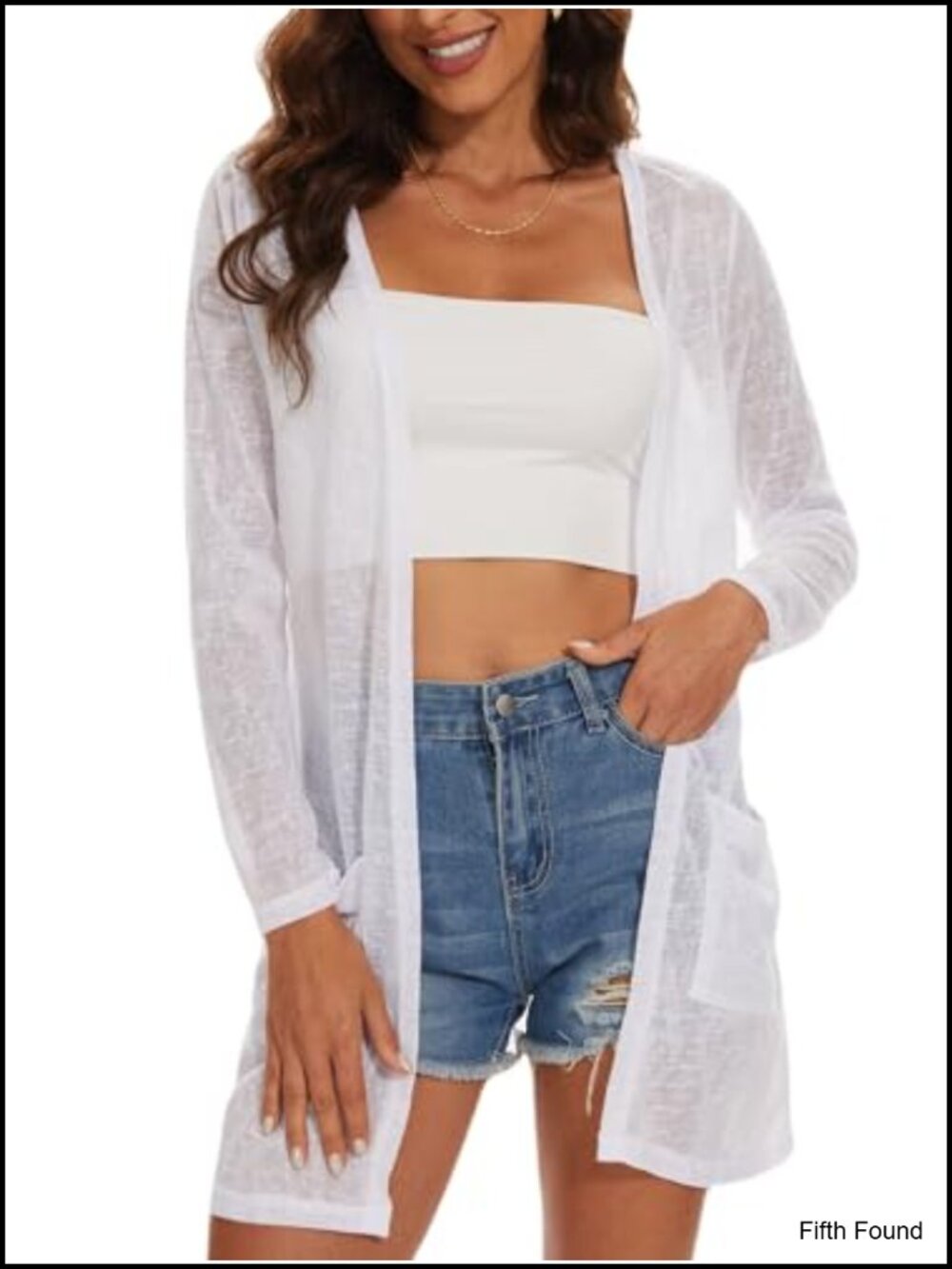 Sheer Cardigan with Pockets Women's Lightweight Knit